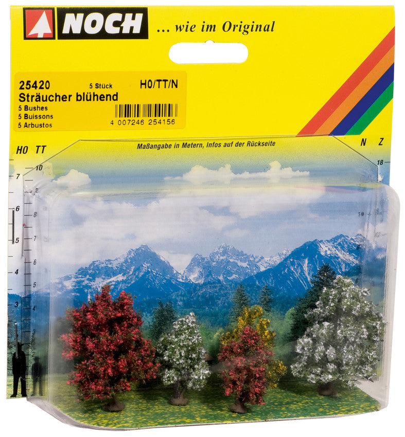 NOCH 25420 - Set alberi classici fioriti 5 pz altezze 3 - 4 cm