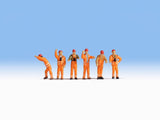 NOCH 15275 - H0 1:87 - Confezione set 6 personaggi operai ferroviari divisa arancio