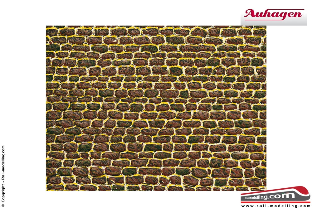 AUHAGEN 50502 - H0 1:87 - Cartoncino a trama muro pietre irregolari 220 x 100 mm
