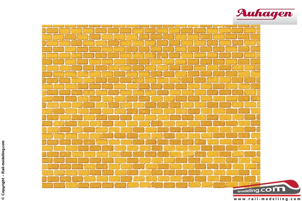 AUHAGEN 50510 - H0 1:87 - Cartoncino a trama muro mattoni gialli 220 x 100 mm