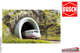 BUSCH 7020 - H0 1:87 - Portale tunnel e galleria moderno in cemento singolo binario