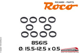 ROCO 85615 - Set 10 anelli aderenza ricambio gommini ruote D15.5-12.5 x 0.5mm