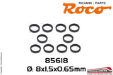 ROCO 85618 - Set 10 anelli aderenza ricambio gommini ruote 8x1,5x0,65mm