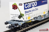 ROCO 77341B - H0 1:87 - Carro merci pianale SBB CFF FFS tipo Sgnss con container Ep. VI