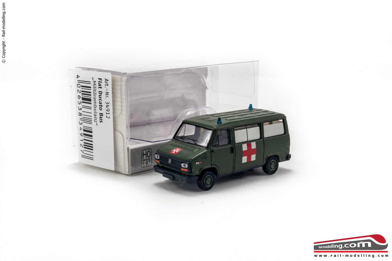 BREKINA 34912 - H0 1:87 - Auto modellino Fiat Ducato Ambulanza Militare
