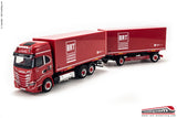 HERPA 950381 - H0 1:87 - Camion Iveco S-Way cassone + rimorchio rosso BRT