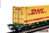 RIVAROSSI HR6575 - H0 1:87 - Carro CEMAT intermodale porta container "DHL" tipo Sgnss Ep. V-VI