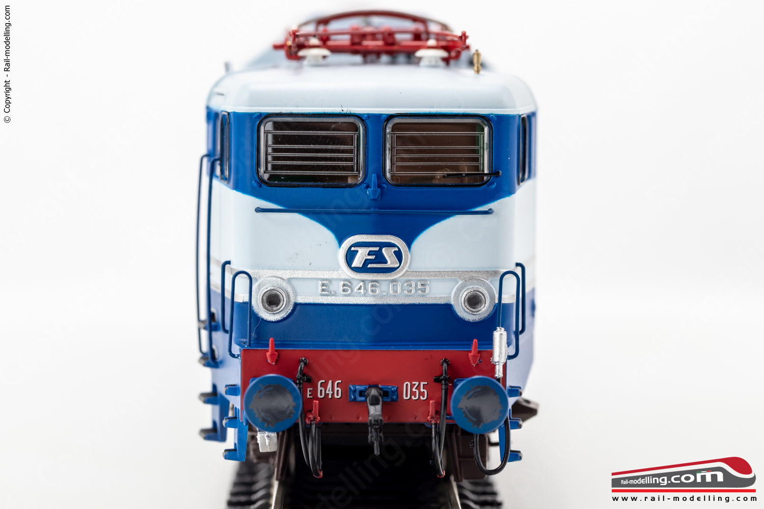 RIVAROSSI HR2868 - H0 1:87 - Locomotiva elettrica FS E.646.035 Treno Azzurro Ep. IIIb