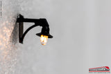 RAIL-MOD RM909 - H0 1:87 - Lampione nero con base a muro e micro led luce calda