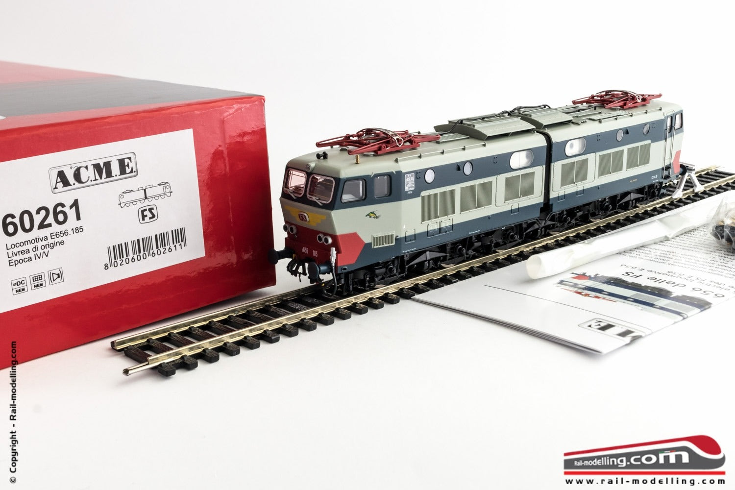 ACME 60261 - H0 1:87 - Locomotiva elettrica FS E 656 185 Caimano 4° serie ep. IV