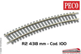PECO ST-225 - H0 1:87 - Binario Curva R2 438 mm 22.5° cod. 100