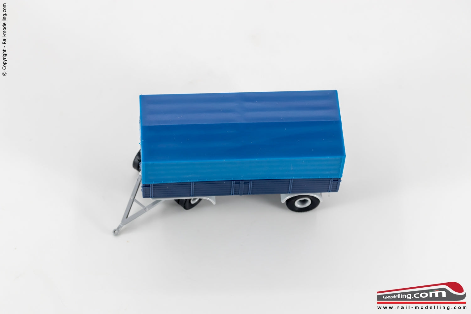 BREKINA 55330 - H0 187 - Rimorchio telonato a 2 assi colore telo blu