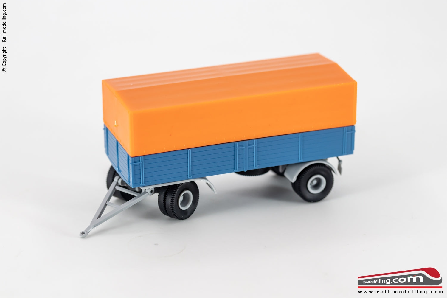 BREKINA 55331 - H0 187 - Rimorchio telonato a 2 assi colore telo arancio