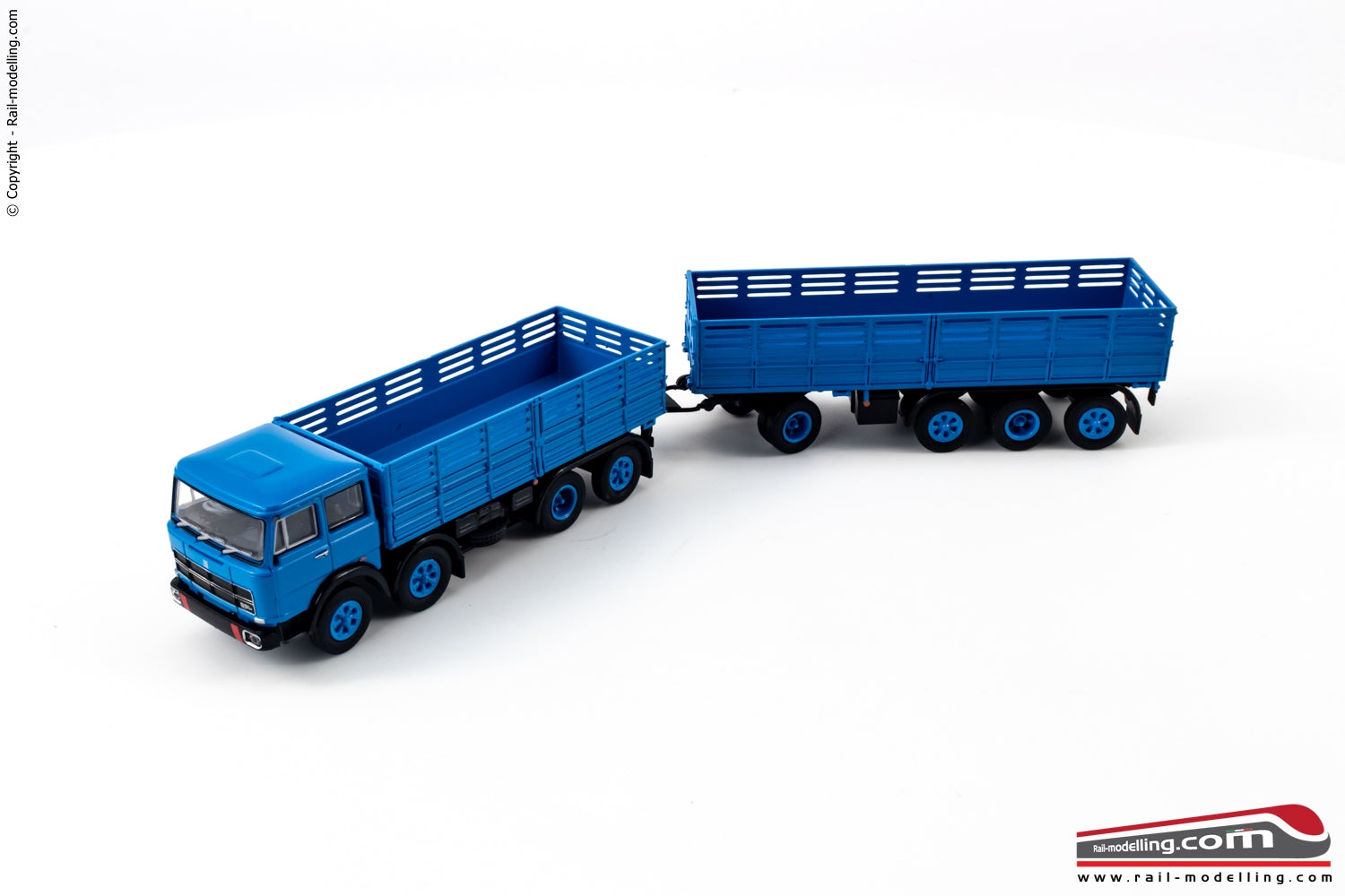 BREKINA 58531 - H0 187 - Camion con rimorchio Fiat 691 Millepiedi a cassone blu