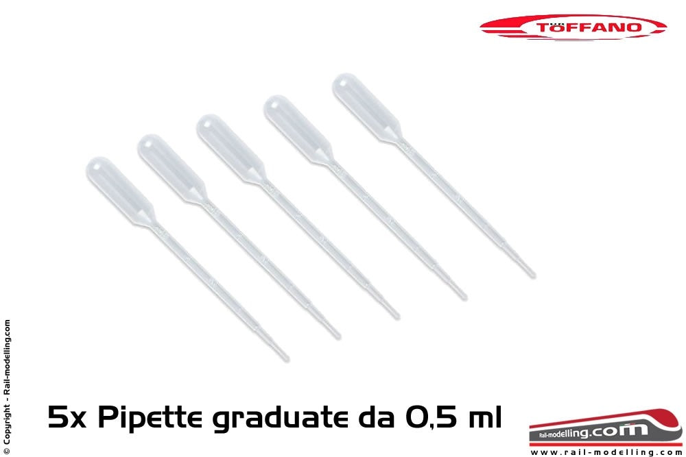 DR TOFFANO - SET 5 pipette graduate 0,5 ml per dosaggio colori modellismo