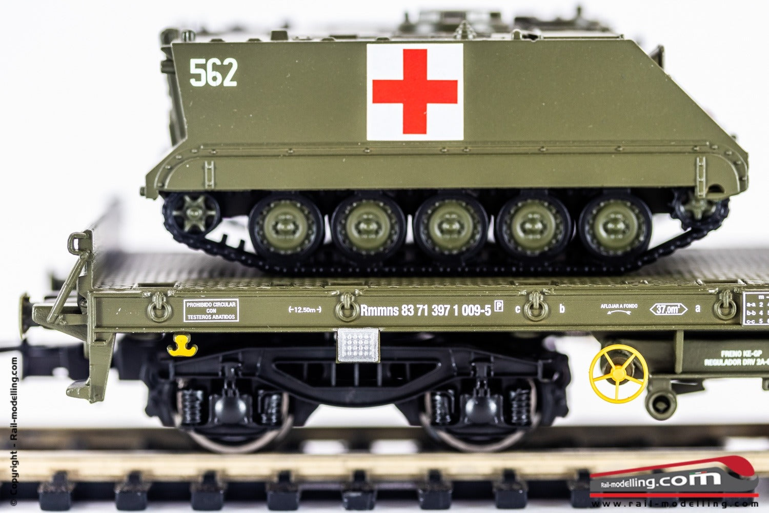 ELECTROTREN E5174 - H0 1:87 - Carro merci militare a pianale RENFE modello TOAs con 2 cingolati