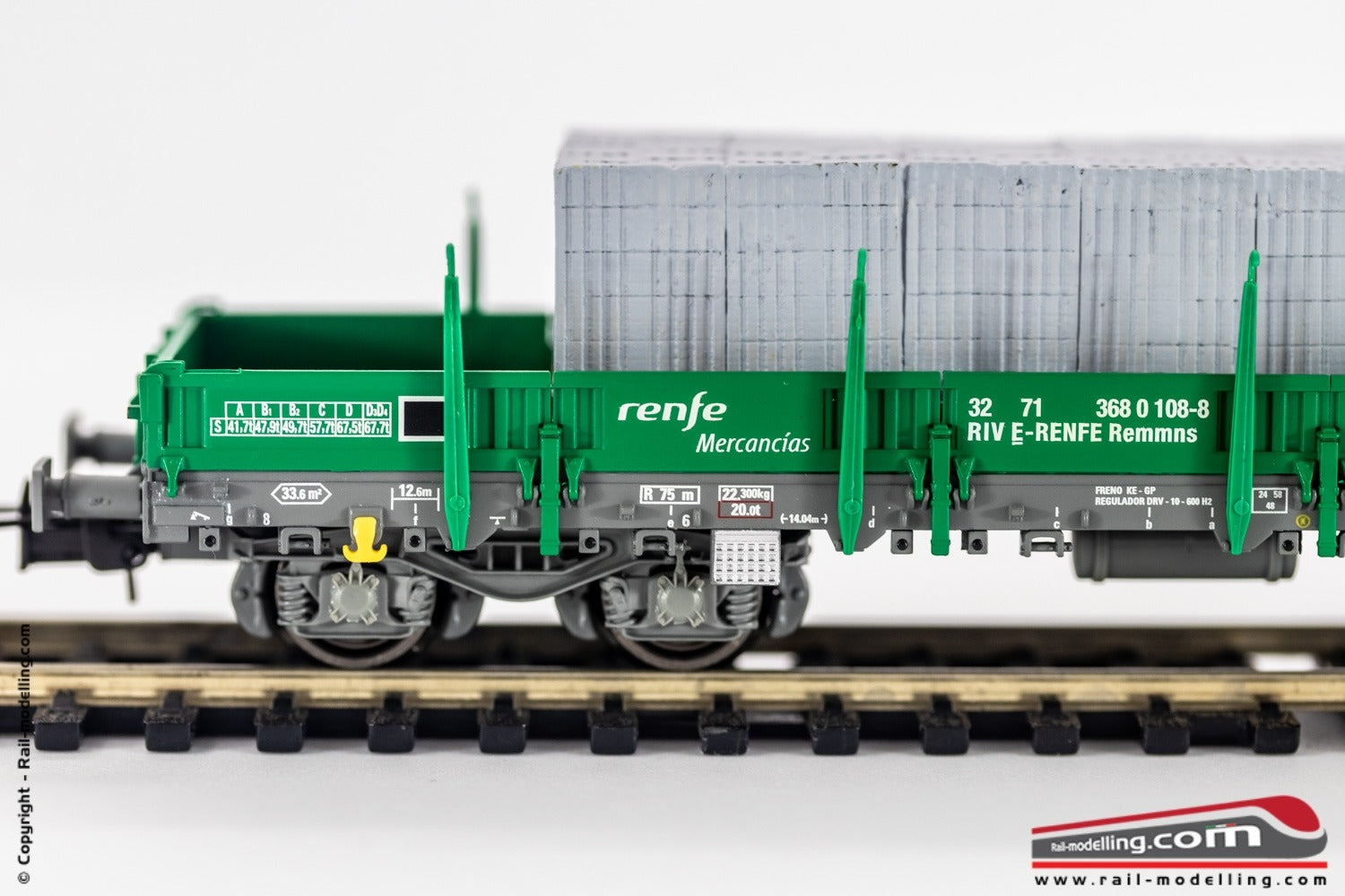 ELECTROTREN E5192 - H0 1:87 - Carro merci sponde basse RENFE Remmns con carico mattoni Ep. V