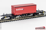 FLEISCHMANN 523403 - H0 1:87 - Carro merci DB a pianale Lgjs 598 con container RAILION