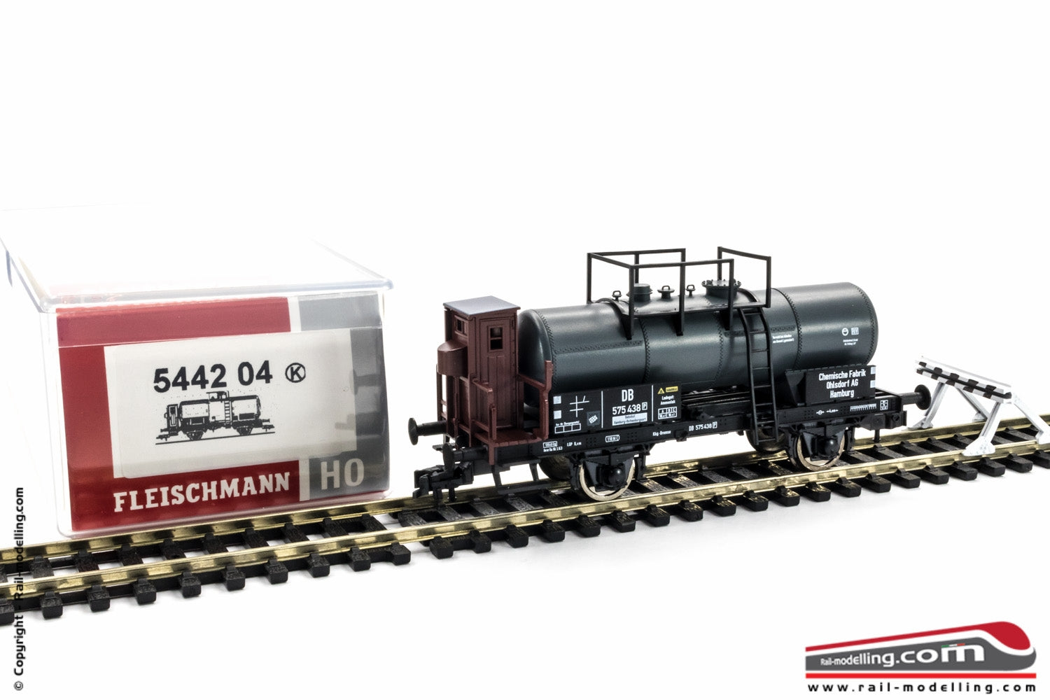 FLEISCHMANN 544204 - H0 1:87 - Carro merci con cisterna e garitta del frenatore DB Ep. III