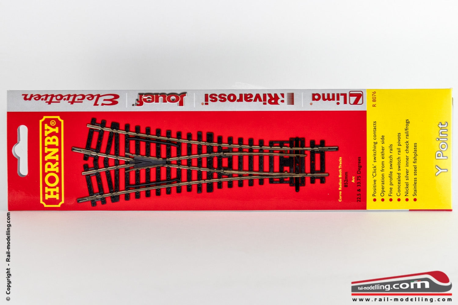 HORNBY LIMA R8076 - H0 1:87 - Scambio simmetrico a Y raggio 852 mm angoli 11.25°