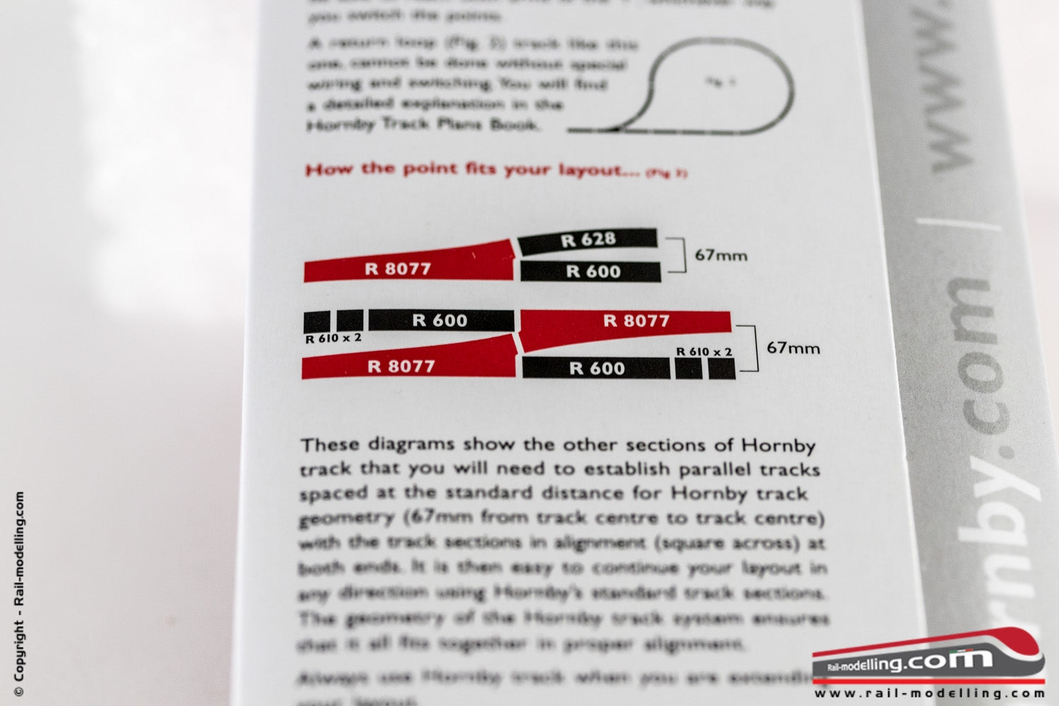 HORNBY LIMA R8077 - H0 1:87 - Scambio sinistro per alta velocità, 245 mm raggio 852 curva 11.25