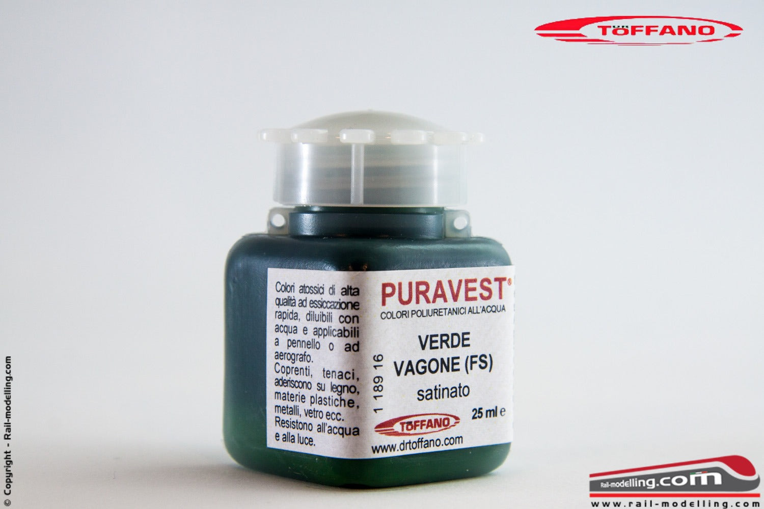 DR TOFFANO - PURAVEST 11891412 Colore poliuretanico all'acqua VERDE VAGONE (FS) satinato da 25ml