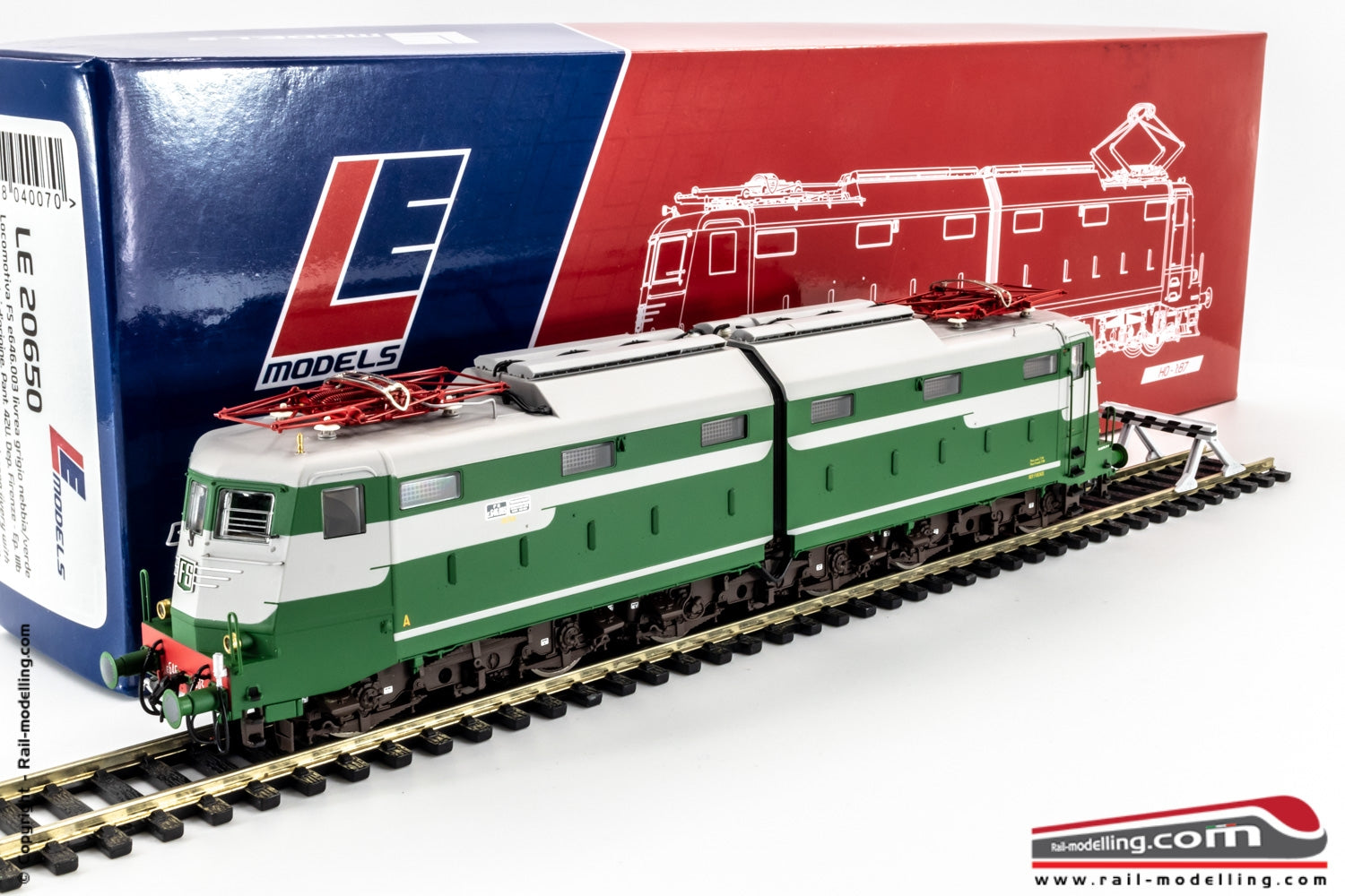 LE MODELS LE20650 - H0 1:87 - Locomotiva elettrica FS E 646 003 grigio/verde fanali originali dep. Firenze
