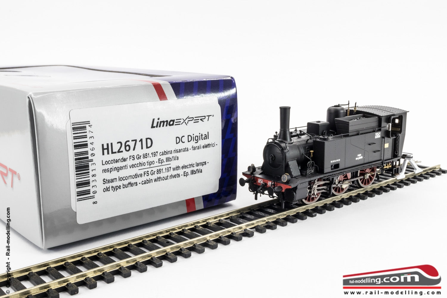 LIMA EXPERT HL2671D - H0 1:87 - Locomotiva a vapore FS Gr 851.197 Ep. IIIb / IVa DCC