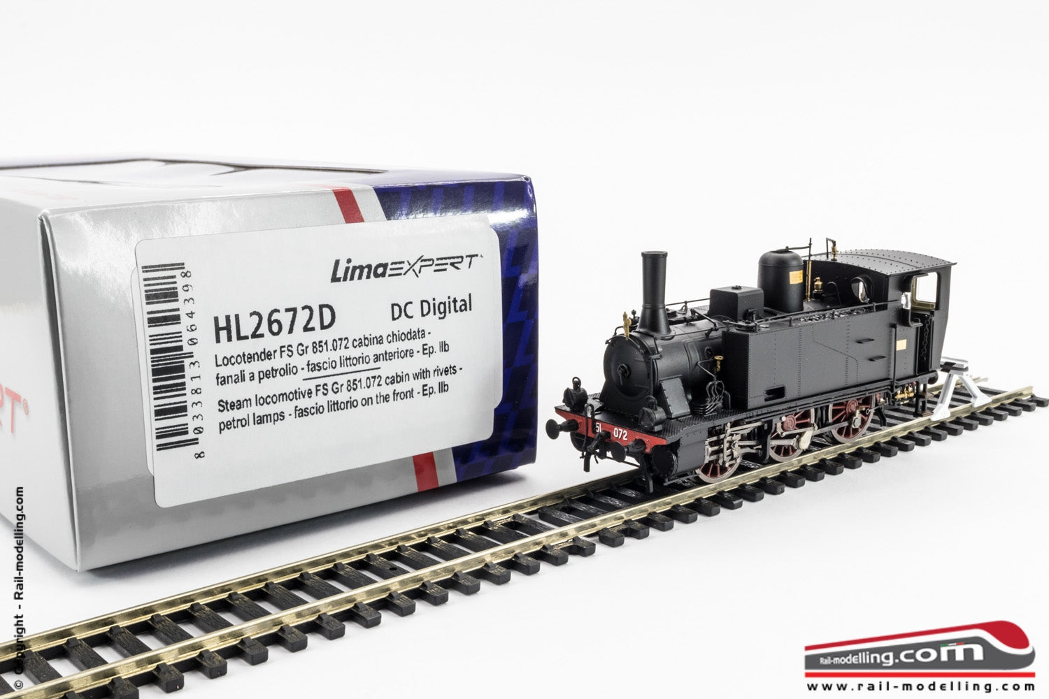 LIMA EXPERT HL2672D - H0 1:87 - Locomotiva a vapore FS Gr 851.072 Ep. IIb DCC