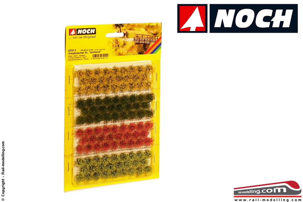 NOCH 07011 - Ciuffi erba XL 9mm 4 colori rosso, giallo, verde chiaro e verde scuro
