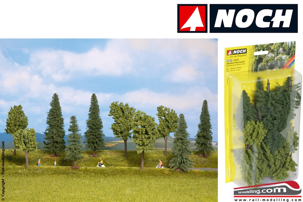 NOCH 24220 - Confezione alberi misti 10pz altezze da 10 a 14 cm