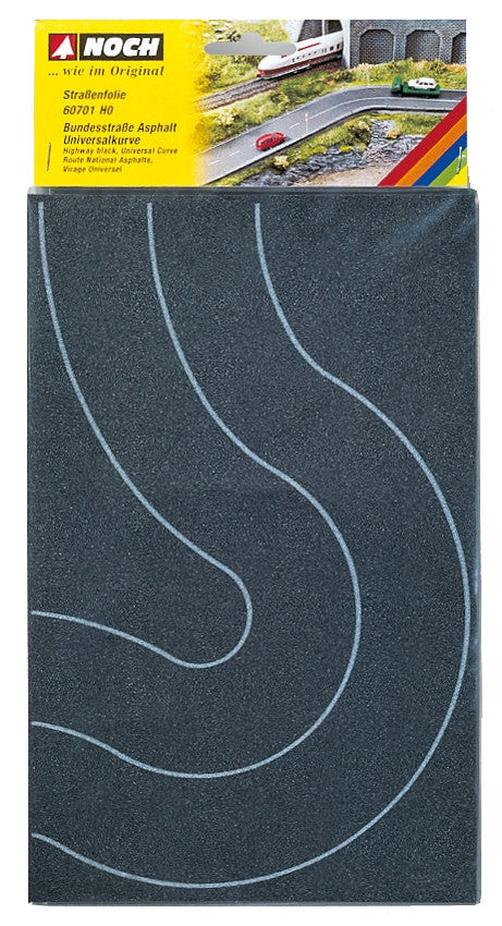 NOCH 60701 - H0 1:87 - Manto stradale adesivo cuvilineo di colore scuro 2 pezzi larghezza 80mm