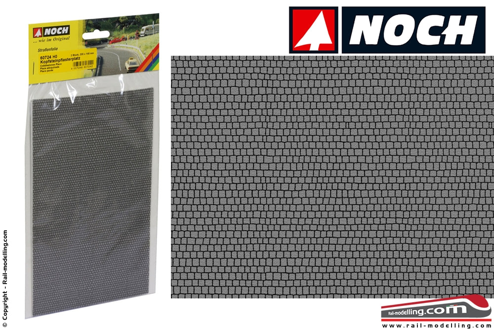 NOCH 60724 - H0 1:87 - Piazza a pavè in porfido 2 pezzi da 220 x 140 mm