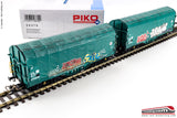 PIKO 58379 - H0 187 - Set 2 carri merce telonati Mercitalia con graffiti modello Shimmns Ep. VI