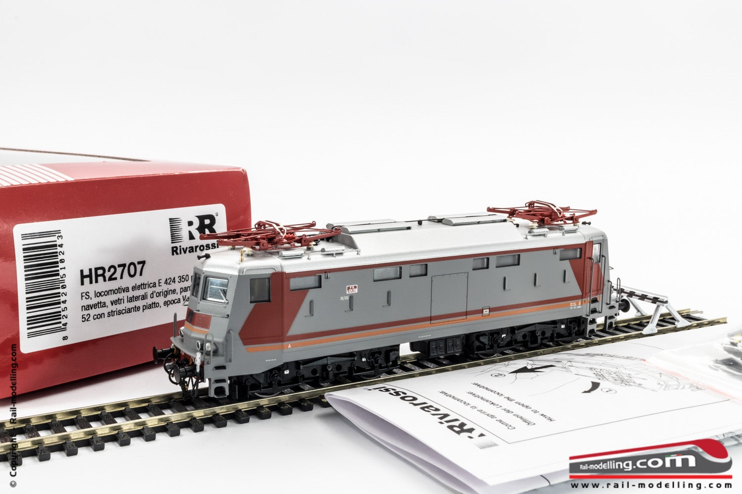 RIVAROSSI HR2707 - H0 1:87 - Locomotiva elettrica FS E 424 350 Navetta MDVE dep. Ancora Ep. V