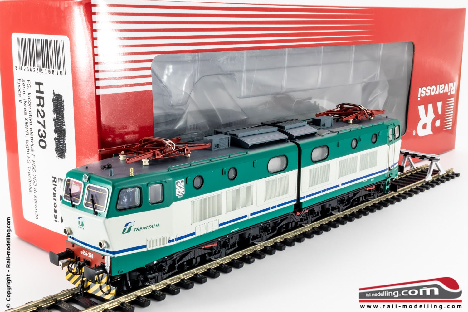 RIVAROSSI HR2730 - H0 1:87 - Locomotiva elettrica FS E 656 250 livrea XMPR Ep. Vb