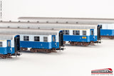 RIVAROSSI HR4275 - 187 - Set 4 carrozze FS Treno Azzurro bagagliaio tipo 49, una 2° cl. tipo 59, due 1°cl. tipo 59 Ep. III-IV