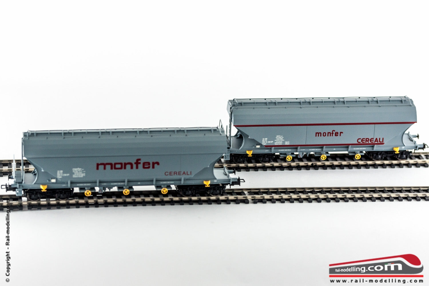 RIVAROSSI HR6390 - H0 1:87 - Set due carri tramoggia FS serie Uagpps MONFER 
