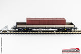RIVAROSSI HR6406 - H0 1:87 - Carro pianale a carrelli con sponde tipo Remms e carico laterizi delle DB