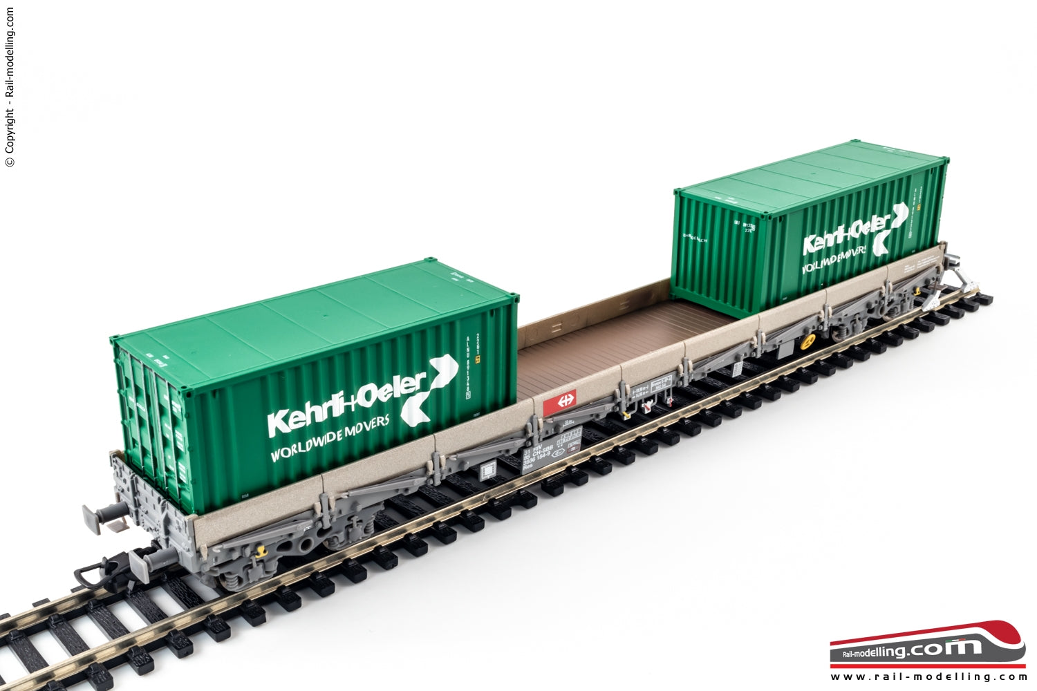 RIVAROSSI HR6498 - H0 187 - Carro pianale SBB CFF FFS tipo Res con carico container Ep. IV