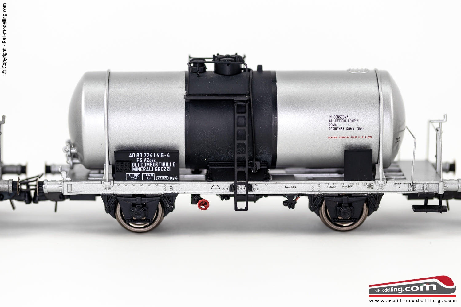 RIVAROSSI HR6517 - H0 187 - Set 3 carri FS cisterna 27m3 fascia nera Ep. IV-V
