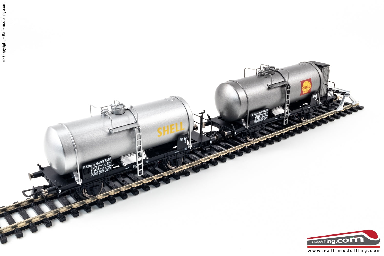 RIVAROSSI HR6518 - H0 187 - Set 2 carri FS cisterna 27m3 SHELL Ep. III
