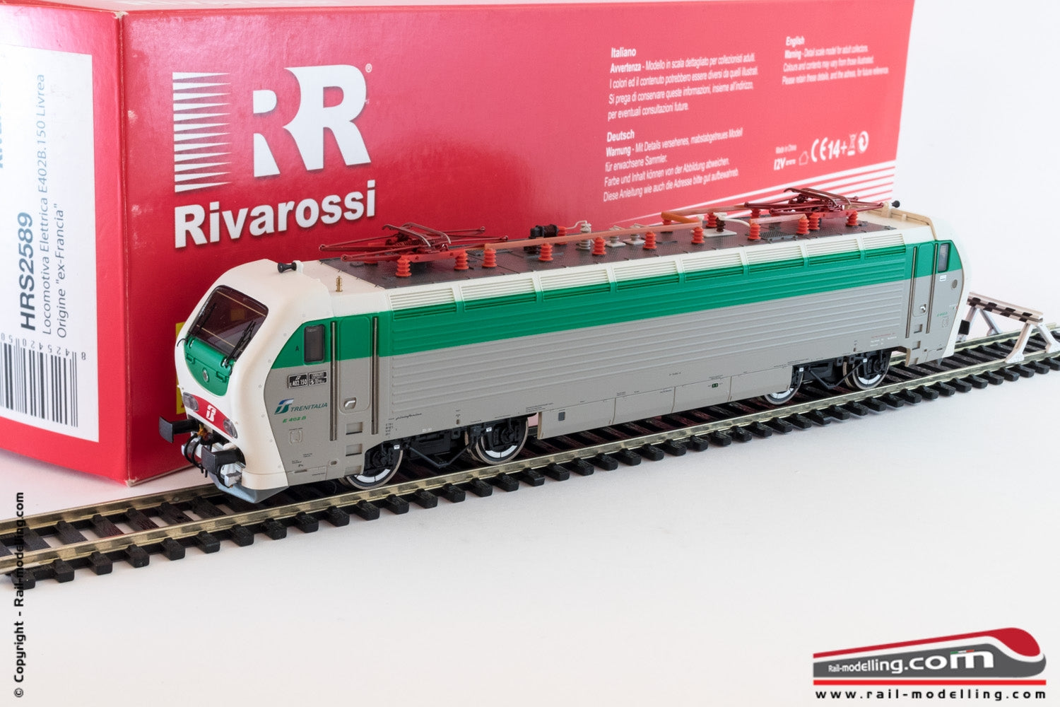 RIVAROSSI HRS2589 - H0 1:87 - Locomotiva Elettrica FS E 402B 150 Livrea Origina Ex Francia