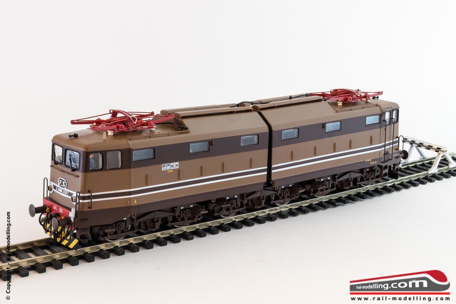 RIVAROSSI HRS2590 - H0 1:87 - Locomotiva Elettrica FS E 645 080 in livrea Castano Isabella