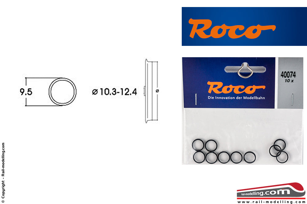 ROCO 40074 - H0 1:87 - Set 10 anelli aderenza ricambio gommini ruote da 10,3/12,4 mm
