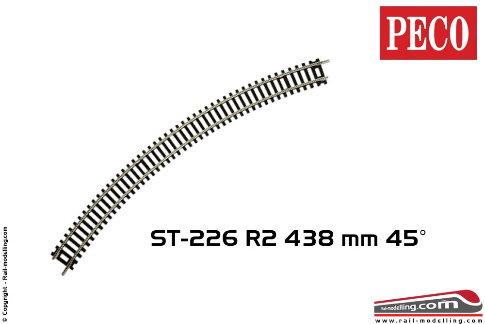 PECO ST-226 - H0 1:87 - Binario curva R2 438 mm 45° cod. 100