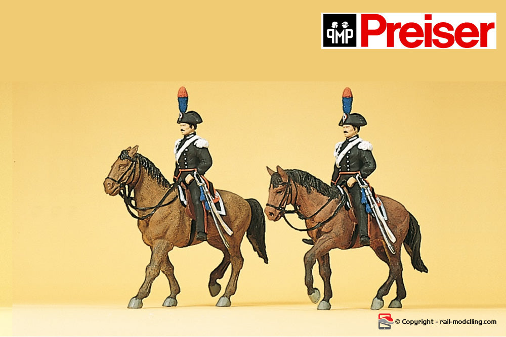 PREISER 10398 - H0 1:87 - Figurini Carabinieri a cavallo in alta uniforme 2 pezzi