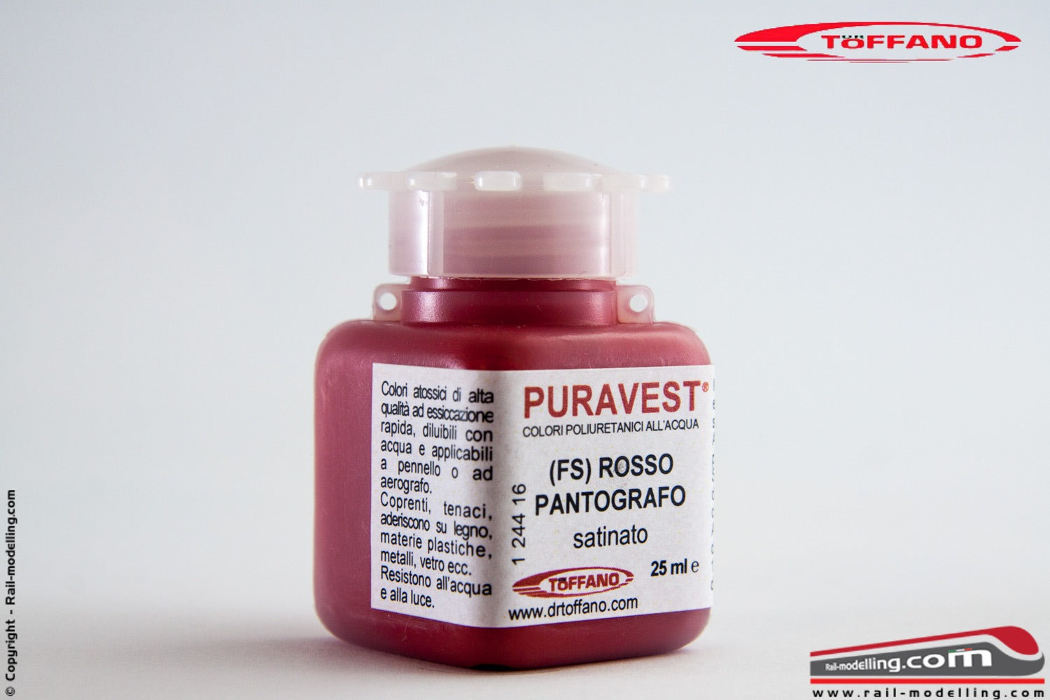 DR TOFFANO - PURAVEST 12441412 Colore poliuretanico all'acqua ROSSO PANTOGRAFO (FS) satinato da 25ml