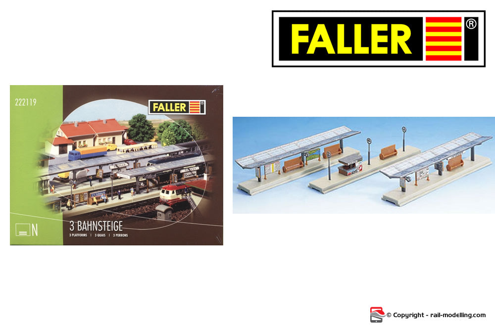 FALLER 222119 - Scala N - Banchina e pensilna stazione ferroviaria kit 3 pezzi