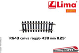 HORNBY LIMA R643 - H0 1:87 - Mezza curva raggio 438 mm arco 11.25°
